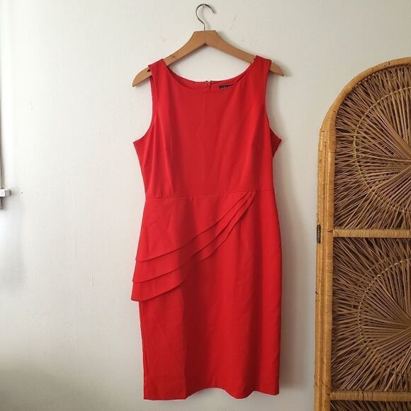 FINAL SALE VENUS Sleeveless Peplum Dress Red 12 - Picture 1 of 8